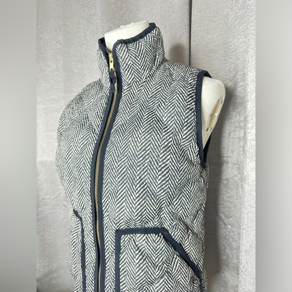 J.Crew Lightweight Herringbone Print Quilted Down Excursion Vest Sz XXS-S - Picture 4 of 9